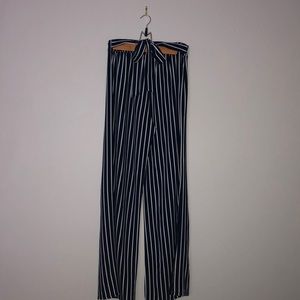 Flowy striped navy blue pants.